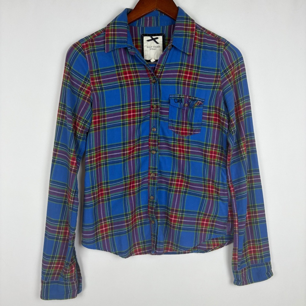 Gilly Hicks Plaid Flannel Shirt Button Down Cotton